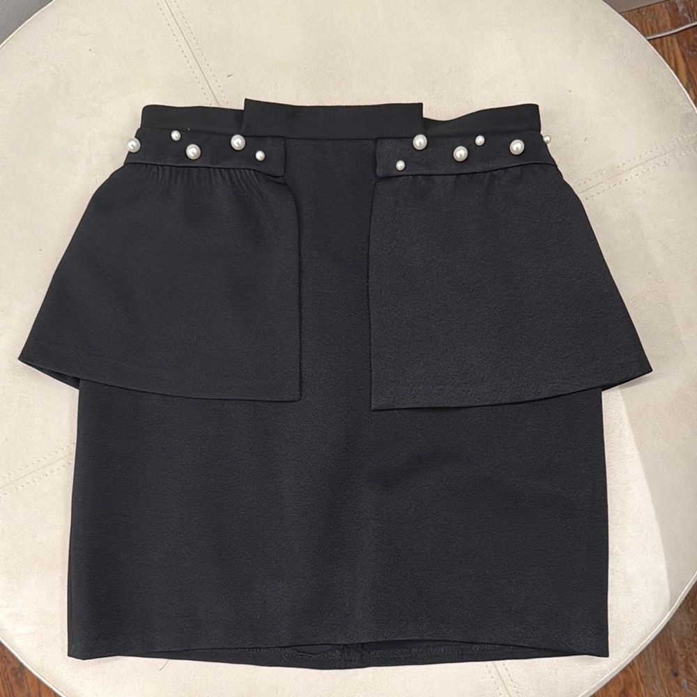 Elegant Black Skirt with Pearl Accents